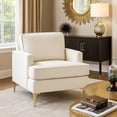 thumbnail image 6 of Cole Accent Chair- Foam Fill Beige Chenille- Track Arms- Gold Metal Legs, 6 of 7