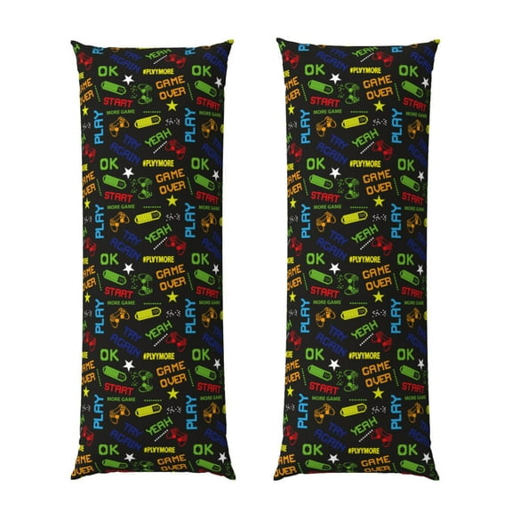 Honeii Pixel Game Print Long Body Pillowcase 20x54 in,Body Pillow Cover with Zipper,Large Body Pillowcase,Soft Bed Decorative
