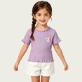 thumbnail image 1 of Chandails pour Filles Col Rond T-Shirt à Manches Courtes pour Tout-Petit Tenue d'Été Fille Shorts de Basketball Garçons 4T, 1 of 4