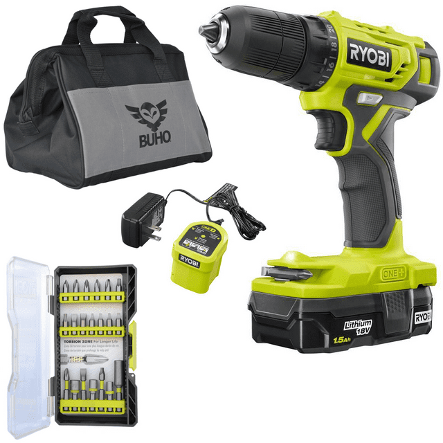 Ryobi Drill Kit Bundle, 18Volt ONE+ Cordless 3/8 in. Drill/Driver with