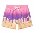 thumbnail image 3 of Kids Kids Swim Trunks With Ice Print Elastic Waist Drawstring Quick Dry Boy Clothes 5-6 Years, 3 of 4