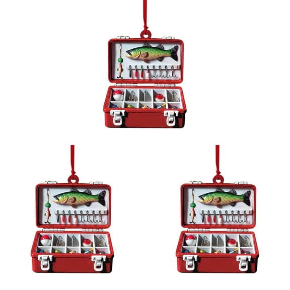 3PC Fishing Ornament Fishing Gear Ornament Fishing Christmas Tree Hanging Fishing Tackles Ornamen