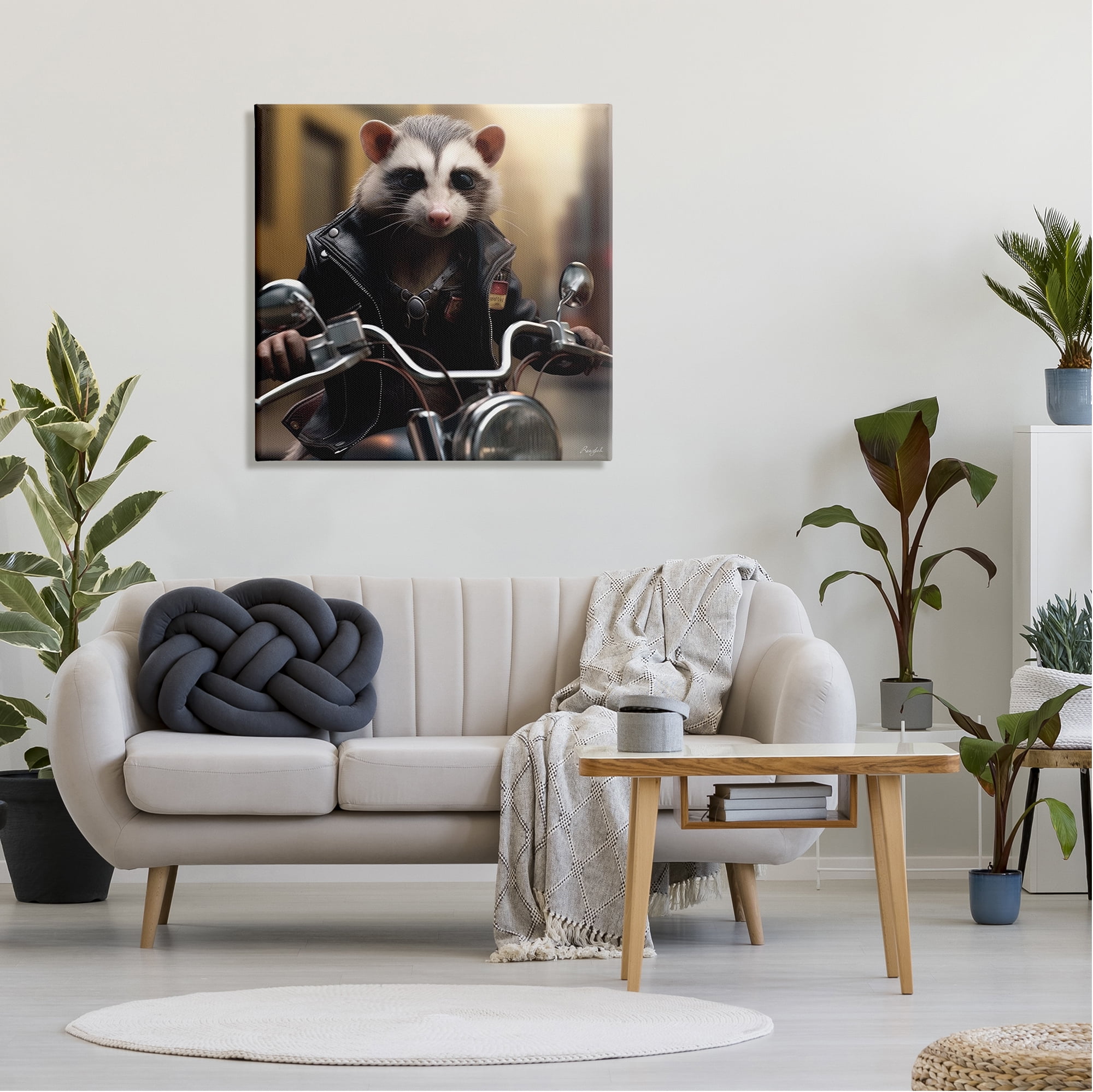 Stupell Industries Possum Motorcycle Biker Animals & Insects Painting Gallery Wrapped Canvas Art Print Wall Art, 30 x 30