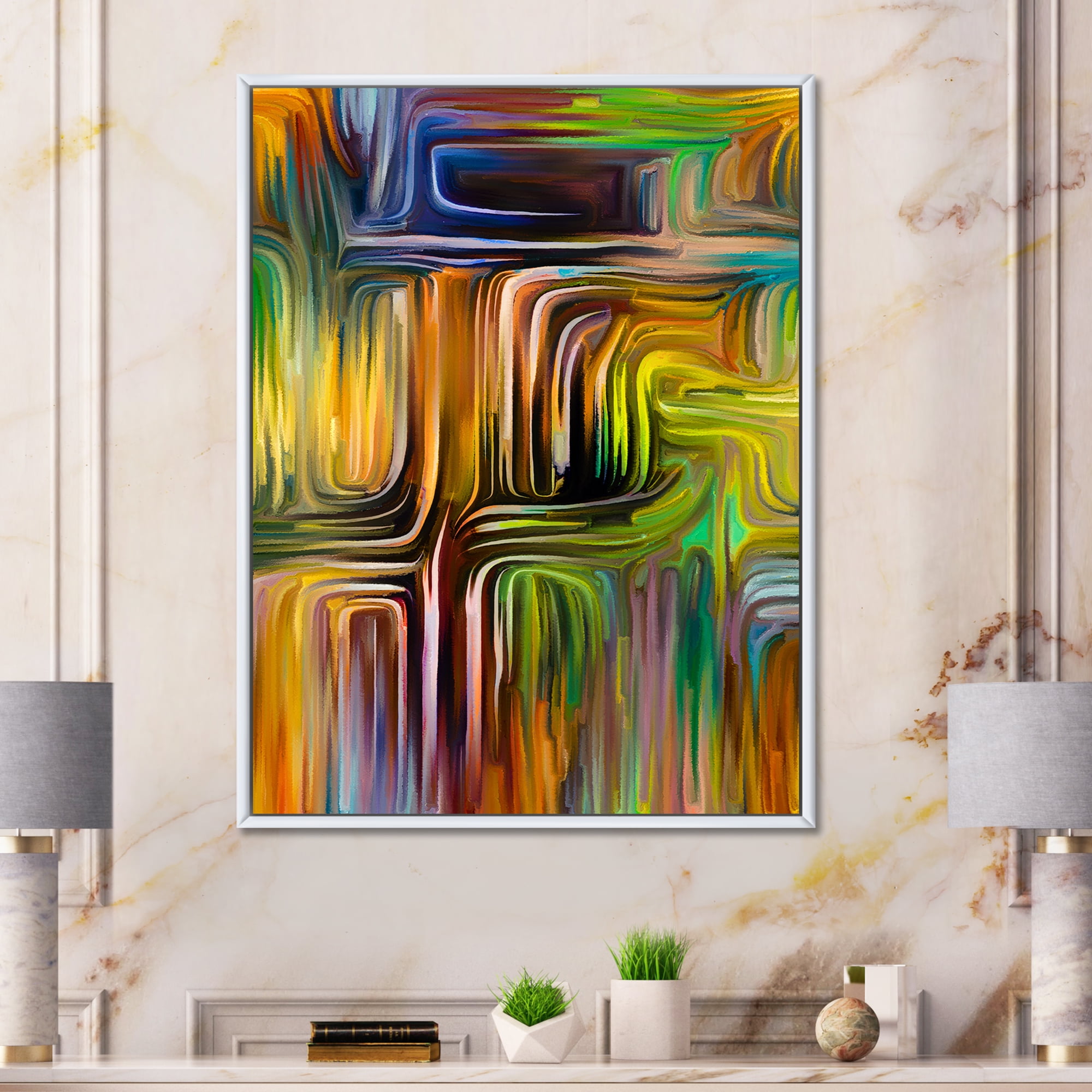 Designart 'Colour Spiral Fusion I' Modern Framed Canvas Wall Art Print