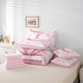 thumbnail image 6 of Erosebridal Kawaii Bowtie Ribbon 7pcs Bedding Comforter Set,Letter C Monogrammed Queen Bedding Sets For Girls Kids,Reversible pink, 6 of 7