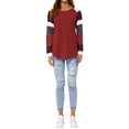 thumbnail image 6 of TWY Women Round Neck Colorblock Spliced Long Sleeve Pullover Tops, 6 of 7