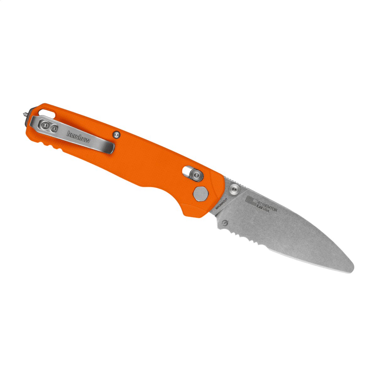 Kershaw Kershaw Bel Air XL EMT Manual DuraLock Partially Serrated Sheepsfoot Blade EDC Folding Pocket Knife - Color Orange