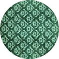 thumbnail image 1 of Ahgly Company Machine Washable Indoor Round Abstract Turquoise Blue Modern Area Rugs, 6' Round, 1 of 4