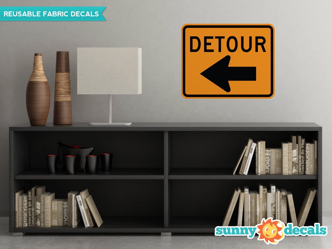 Traffic and Street Signs Detour Sign Fabric Wall Decal 3 Sizes Available