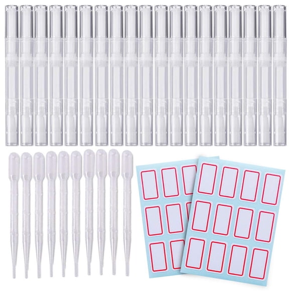 Bolígrafos Waybas Transparent Twist para cutículas, 20 unidades, con brocha