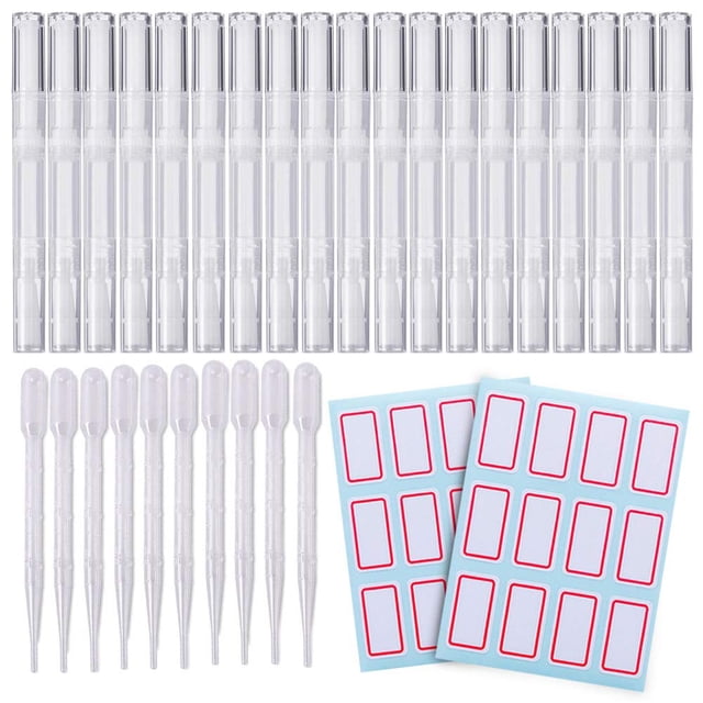 Bolígrafos Waybas Transparent Twist para cutículas, 20 unidades, con brocha
