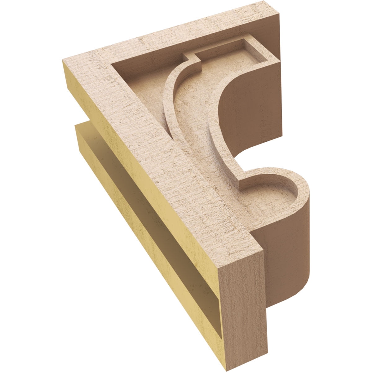 5"W x 10"D x 15"H Classic Alma Rough Cedar Woodgrain TimberThane Corbel, Primed Tan