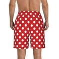 thumbnail image 3 of Kll Red Polka Dot Men'S Casual Summer Beach Shorts Hawaiian Shorts With Pockets-Large, 3 of 9