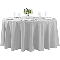 

120 inch Round Tablecloth Washable Polyester Table Cloth Decorative Table Cover for Wedding Party Dining Banquet（120 inch Silver）(Silver)
