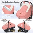 thumbnail image 5 of Baby Car Seat Cover, Caveen Infant Car Seat Canopy for Winter, with Storage Pocket,Transparent Viewing Window and Air Vents, Waterproof, Pink, 5 of 11