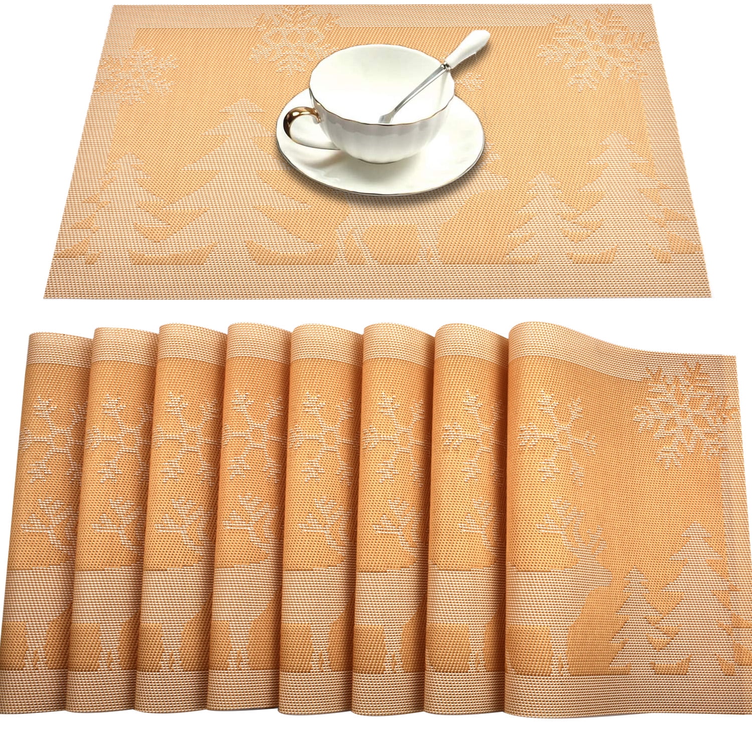 Placemats Set of 8 for table, Christmas placemats, 12in x 18in