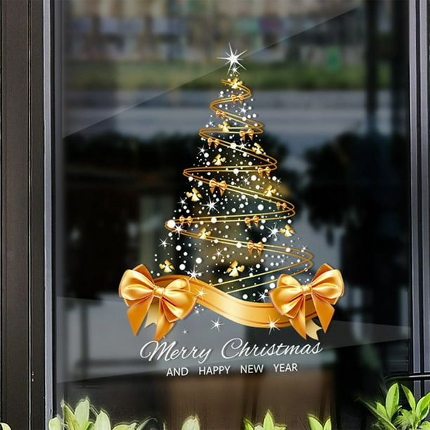 Vinilo decorativo de árbol de Navidad para ventana | Adhesivo navideño para pared, ideal para la decoración del hogar y la oficina | Adhesivo autoadhesivo de PVC para ventanas