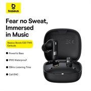 Baseus Buds Wired Mic, Wireless Earbuds 33 Hours, 20 Hz In-Ear Earphone, Black