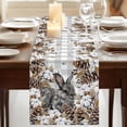 thumbnail image 3 of Table Runners 72 Inches Long Dress Scarves, Grey Rabbits Farmhouse Kitchen Table Runner, Coffee Tablerunners, Pine Cones Brown Plants Grey Checkered Farmhouse 14x72 Inch, 3 of 9
