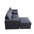 thumbnail image 5 of MAYEERTY 3-Seater Sofa, Upholstered Couch with Console, Cup Holders & Anti-Insect Solid Wood Frame, for Living Room Family Room Apartment, Dark Grey, 5 of 10
