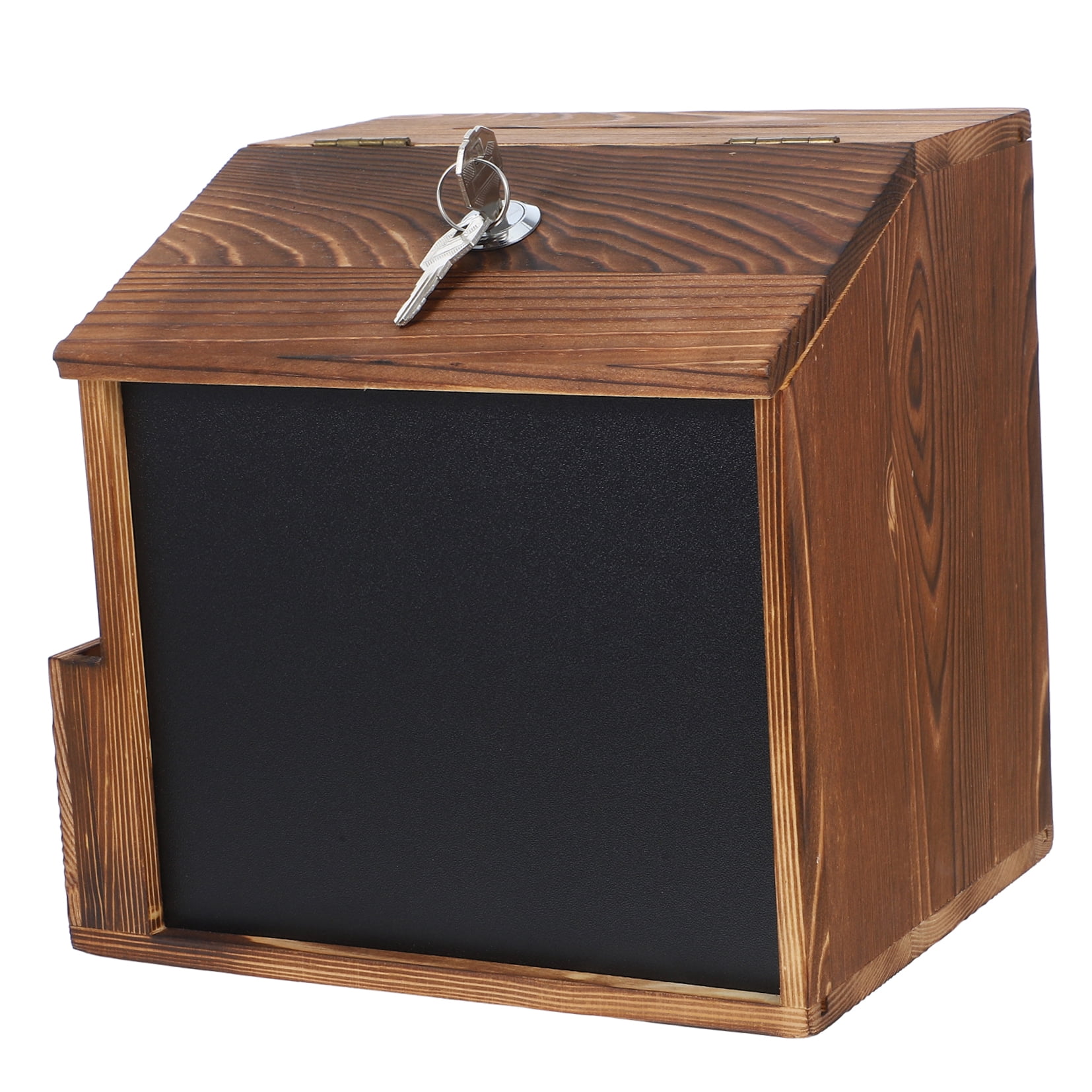OUNONA Lockable Tip Jar with Wall Mount, Dark Brown Mailbox for Secure Tips and Donations