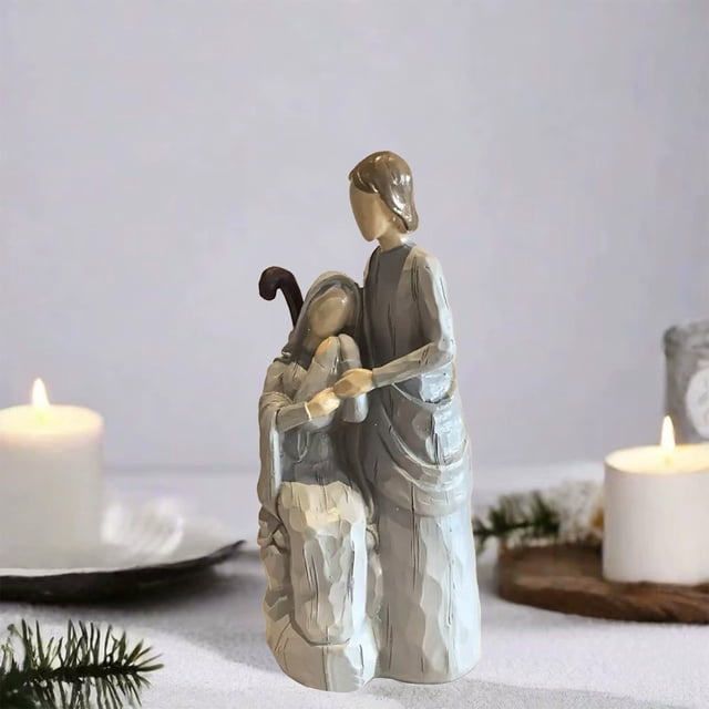 Adornos navideños, adornos para el árbol de Navidad, regalos navideños, figura familiar religiosa, adorno navideño, adorno de resina.