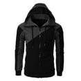 thumbnail image 4 of Aayomet Mens Zip Up Hoodie Hoodie Splicing Large Size Sweater Jacket (Black, S), 4 of 5