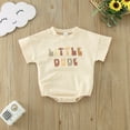 thumbnail image 4 of Baby Girl Onesies Short Sleeve Letter Prints Pullover Sweatshirt Bodysuits Neutral Baby Clothes Beige 6 Months-12 Months, 4 of 7