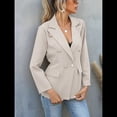 thumbnail image 4 of Chaqueta Blazer para Mujer, Informal, de Negocios, con Frente Abierto, Solapa, Elegante Abrigo con Bolsillos Albaricoque XL, 4 of 8