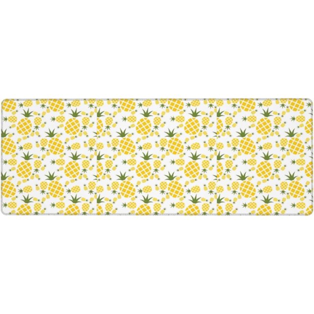 Pineapple Print Large Office Desk Pad Set of 2, 31.5 x 11.8 Inch NonSlip Protecor Mats for Keyboard and Mouse, Durable and Stylish for Modern Home and Office Use