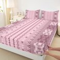thumbnail image 3 of jejeloiu Retro Aztec Geometric Twin Sheet Sets,Vintage Boho Tribal Twin Fitted Sheet,Pink Triangle Cute Flower Flat Sheet For Men Women,Breathable Home Decor,3pcs, 3 of 7