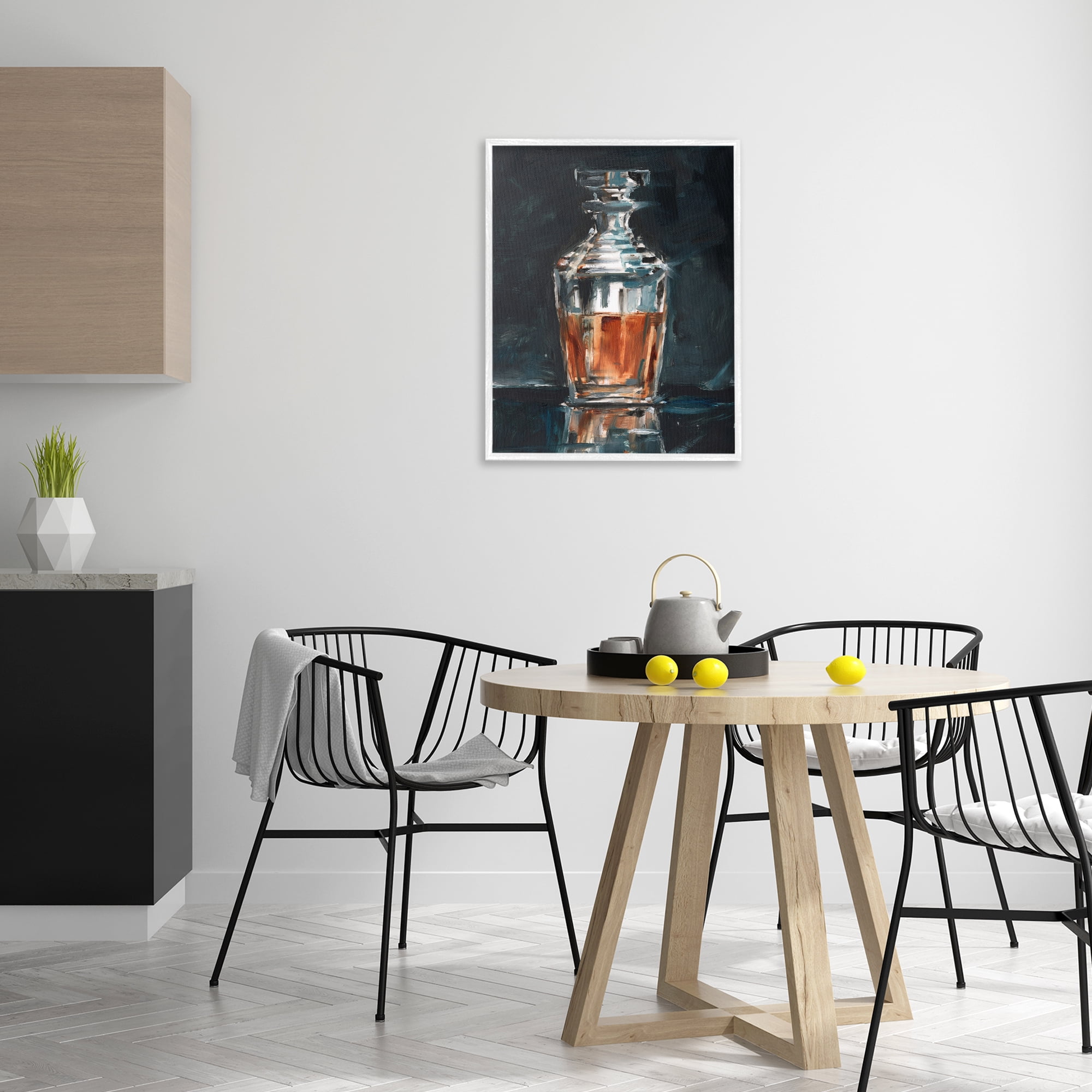 Stupell Industries Whiskey Decanter Still Life Food & Beverage Painting White Framed Art Print Wall Art, 24 x 30