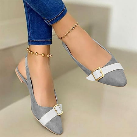 

Summer Savings Clearance! Zpanxa Womens Casual Shoes Womens Pointed Toe Buckle Comfy Casual Shoes Solid Comfortable Low Heeled Single Shoes Gray 36