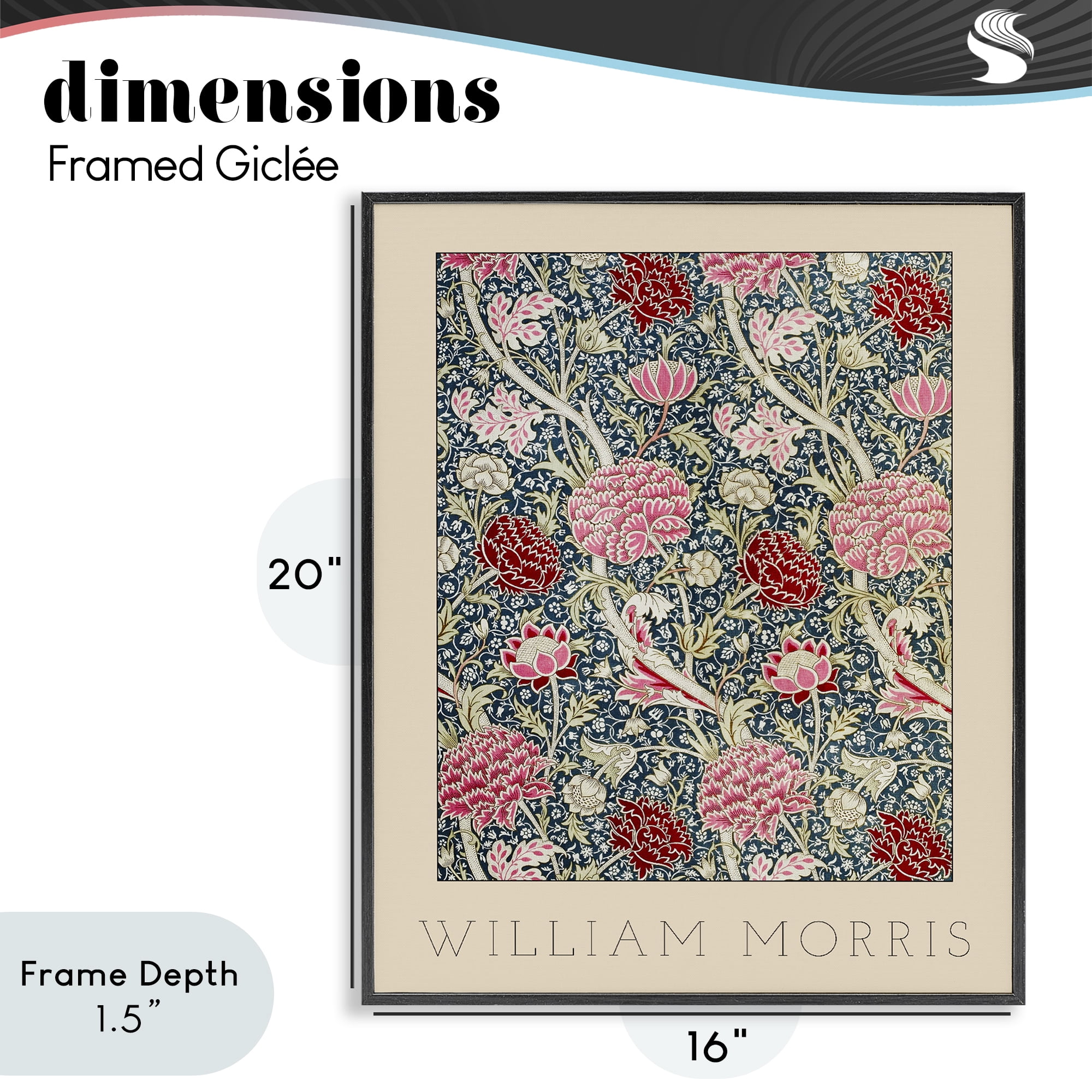 Stupell Industries Ornate Intertwined Flower Classic Black Framed Giclee Art, design by Lil' Rue