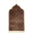 thumbnail image 1 of Muslim Prayer Rug Gold Rimmed Soft Thick Flannel Prayer Carpet Mat 25.5x45 Inch One of Three Random Patterns, Coffee, 1 of 7