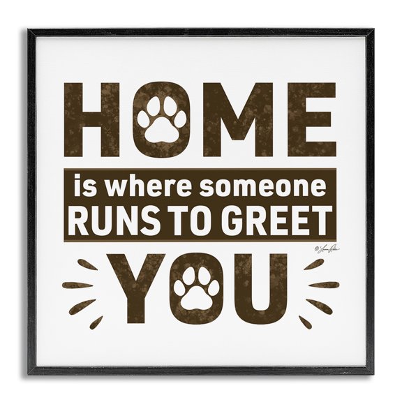 Stupell Industries Heartwarming Pet Phrase Typography Painting Gray Framed Art Print Wall Art, 17 x 17