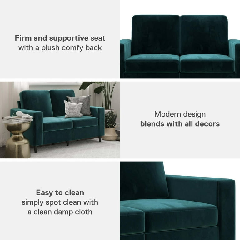 DHP Cooper Loveseat 2 Seater Sofa, Green Velvet - Walmart.com