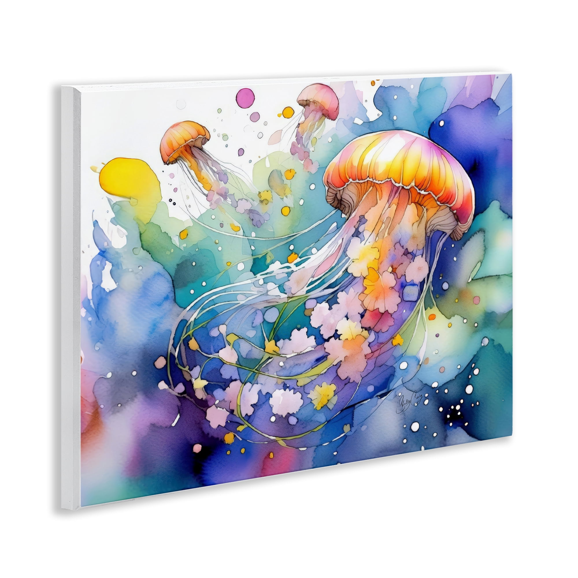 Stupell Industries Neon Jellyfish Underwater Wall Plaque Art, design by Shelly Craig