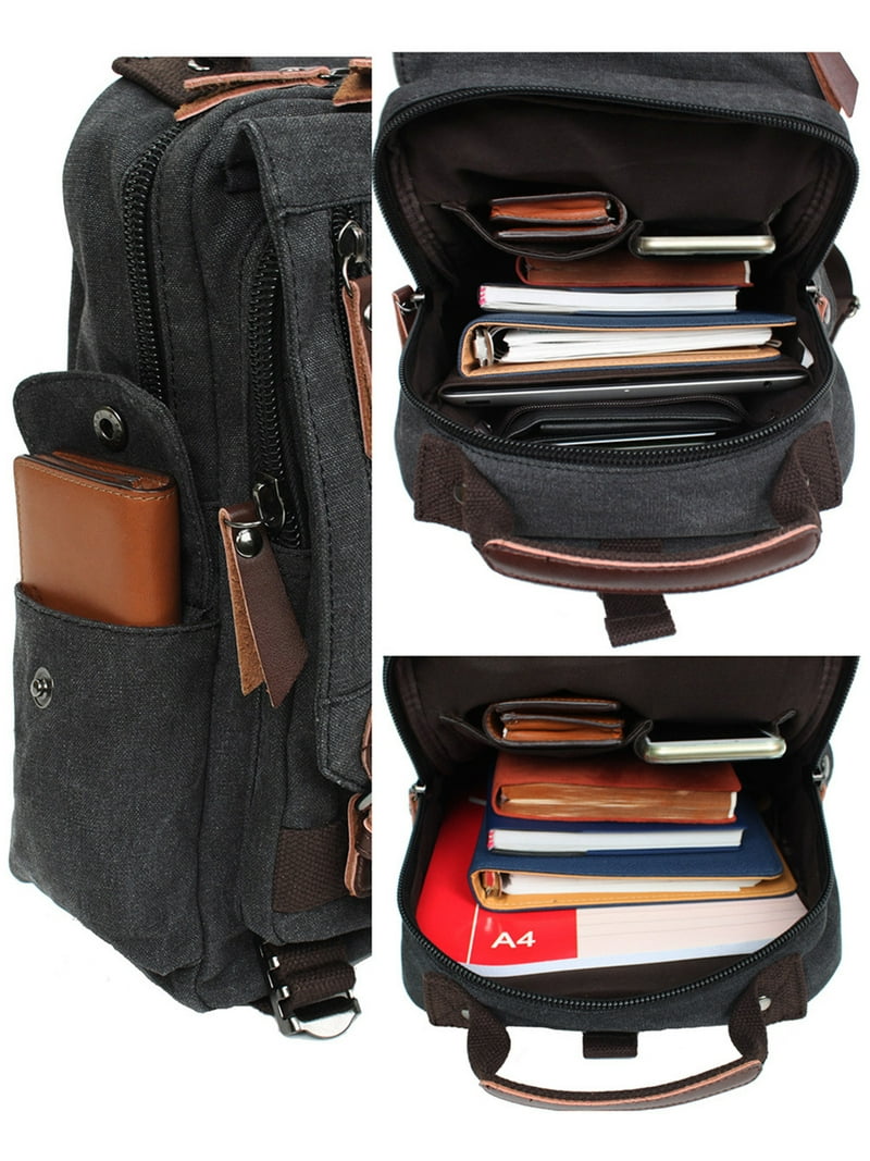 Mygreen Convertible Sling Canvas Cross Body 13-inch Laptop Messenger Bag Shoulder Backpack Black with Zipper Shoulder Strap, Men's, Size: 10.6 Mygreen Convertible Sling Canvas Cross Body 13-inch Laptop Messenger Bag Shoulder Backpack Black with Zipper Shoulder Strap, Men's, Size: 10.6