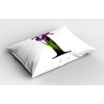 thumbnail image 2 of Ambesonne Letter I Pillow Sham 2 Pack, Iris Flowers Capital I, 26"x20", Violet Green Black, 2 of 3