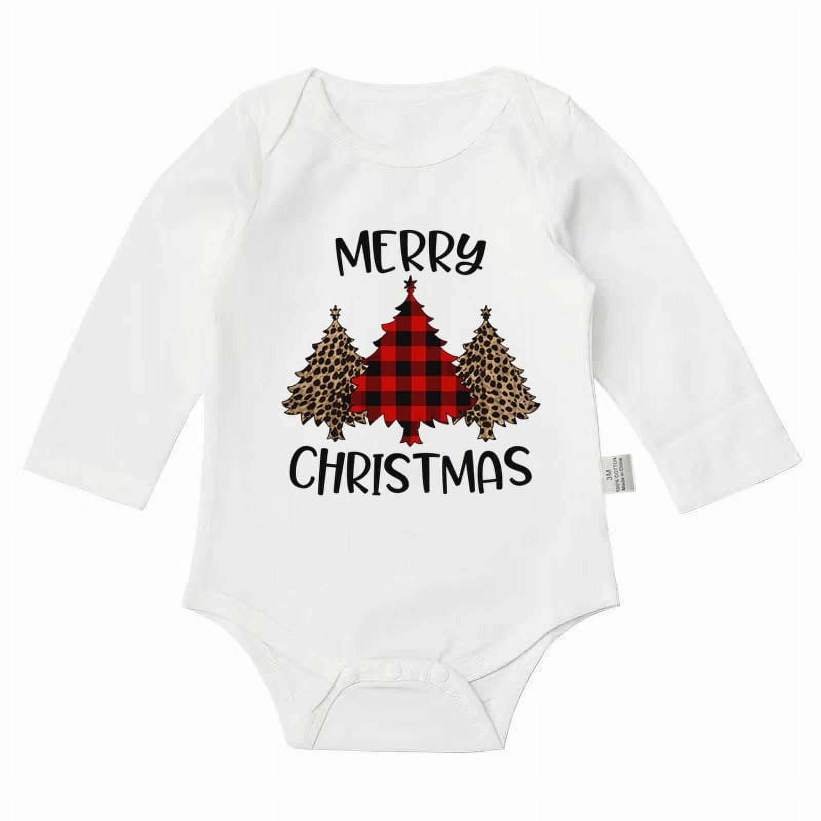 Body Bébé Manches Longues Imprimé Père Noël - Grenouillère Unisexe Pour Noël - Tissu Doux Polyester - Taille 0-24 Mois