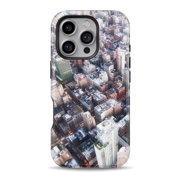 DesignSkinz Scratch-Resistant Hard Slim Case Compatible with iPhone 16 (Compatible with MagSafe) - Vintage Aerial Cityscape