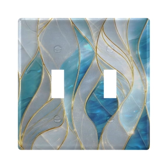 Light Switch Cover Blue White Gold-line Plates Faceplate Decorative Switch Plate for Bedroom Home Decor