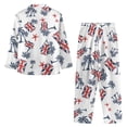 thumbnail image 4 of SCRAWLGOD Mens Pajamas Set, Comfy Button Down Notched Collar Pajamas for Men, Long Sleeve Mens Sleepwear with Pockets & Elastic Band, Set of 2, Palm Tree Union Jack Starfish White, S, 4 of 6