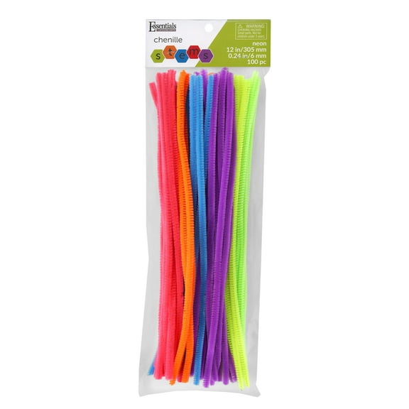 Essentials By Leisure Arts Arts Chenille Stem 12" 6mm Neon 100pc