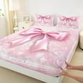 thumbnail image 3 of Manfei Princess Bow-tie Child Twin Sheet Sets, Dreamy Cartoon Bowknot Twin Fitted Sheet, Glitter Stars Print Flat Sheet, Breathable Home Decor, 3pcs, 3 of 7