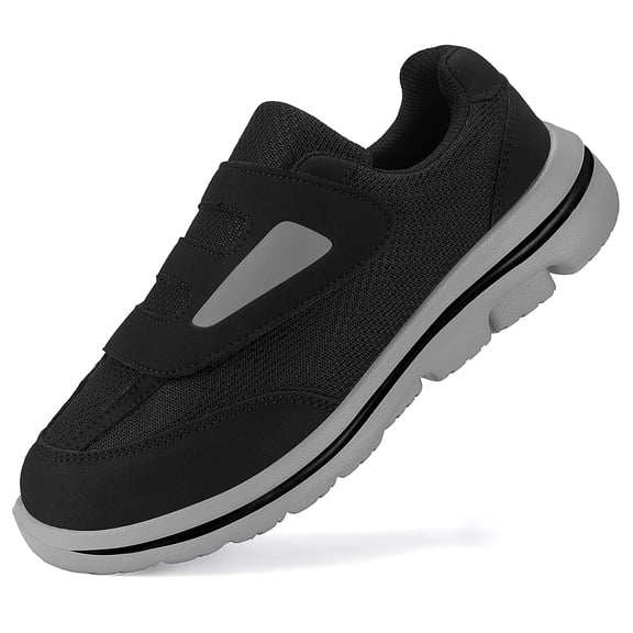 Lightweight, comfortable and anti-slip walking shoes for both men and women, with a large opening upper design and hook and loop fastener.