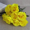 thumbnail image 4 of Ramo de novia de boda de flor de rosa artificial de 10 cabezas, ramo de flores de simulación de oficina en casa, rosa falsa, amarillo sidaley HA7036-07B, 4 of 5