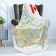 thumbnail image 4 of Canada Soft Flannel Fleece Throw Blanket, Educational Topographic Country Land Names with a Flag, Cozy Plush for Indoor and Outdoor Use, 50" x 70", Yellow Blue, by Ambesonne, 4 of 5