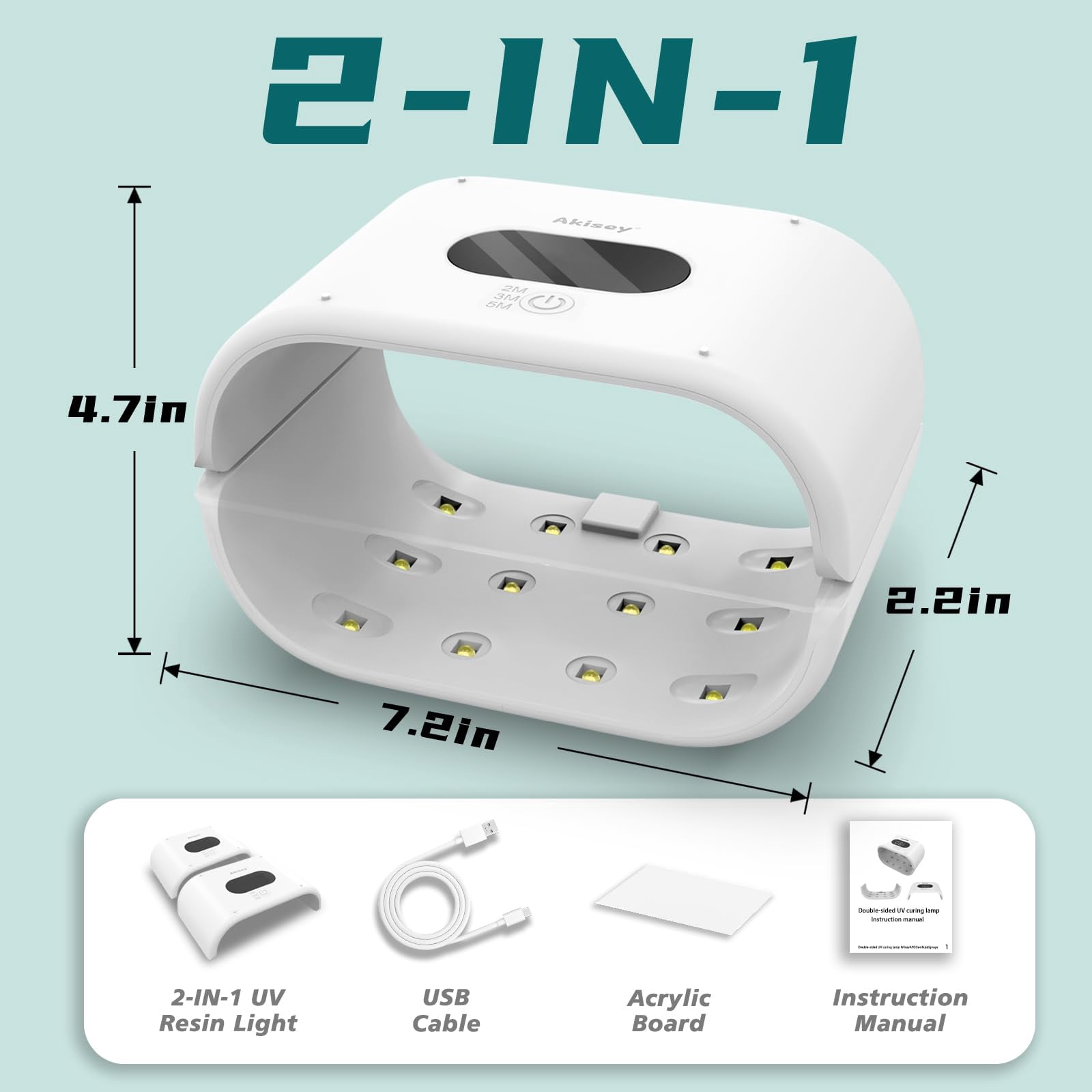 UV Light for Resin, Two-Sided UV Resin Light with Adjustable Time Setting(2m, 3m, 5m), 36W Fast Curing UV Lamp for Resin Molds DIY Craft Decor Jewelry Making